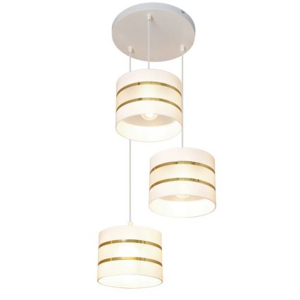 Hängeleuchte HELEN 3xE27/15W/230V weiß/gold