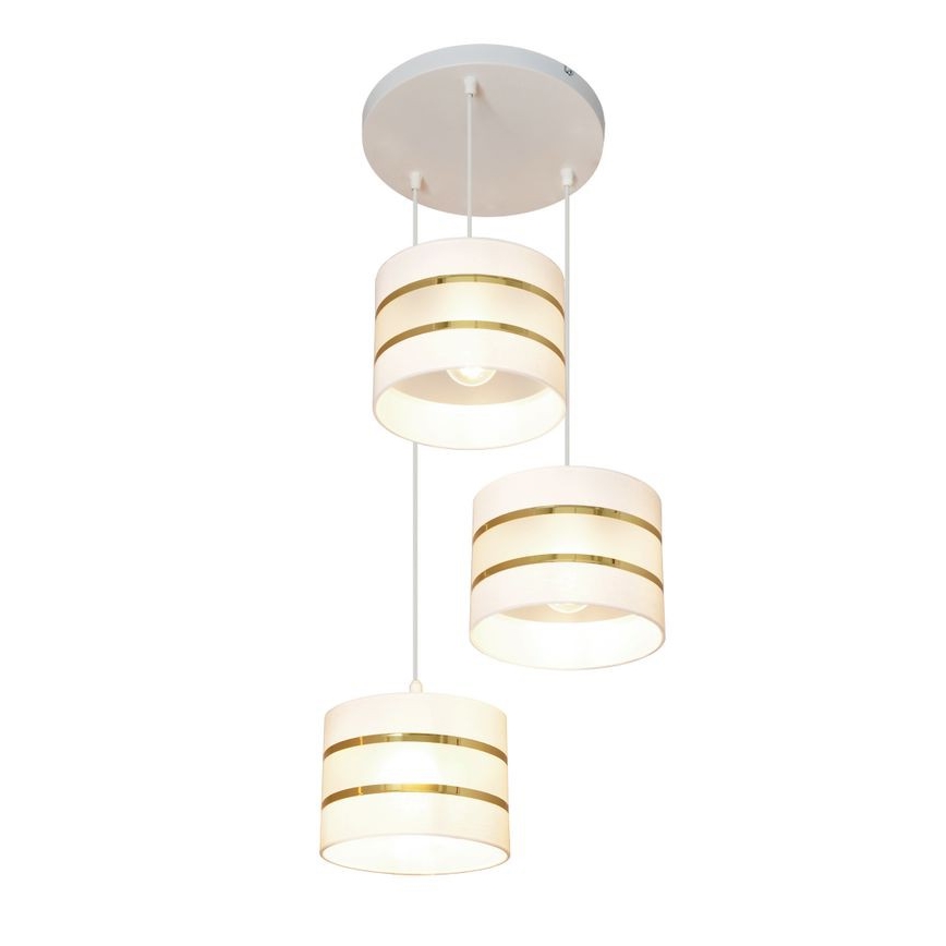 Hängeleuchte HELEN 3xE27/15W/230V weiß/gold