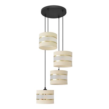 Hängeleuchte HELEN 4xE27/15W/230V Cremefarbe/schwarz/gold