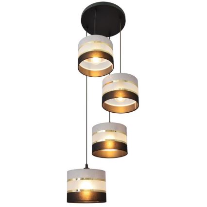Hängeleuchte HELEN 4xE27/15W/230V schwarz/grau/gold