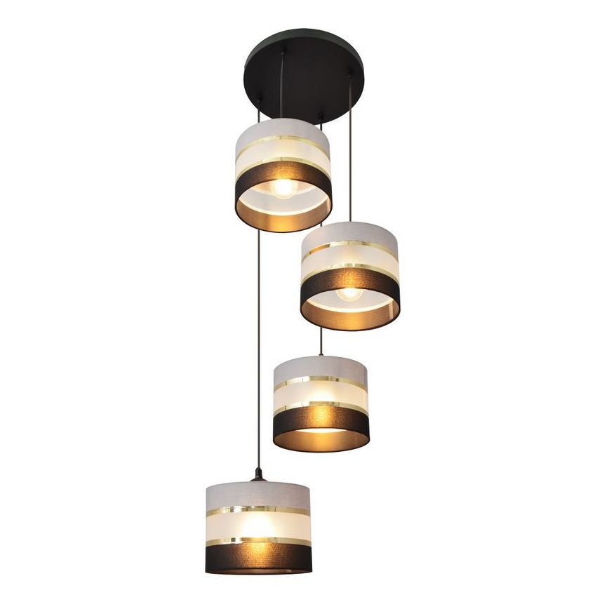 Hängeleuchte HELEN 4xE27/15W/230V schwarz/grau/gold