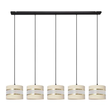 Hängeleuchte HELEN 5xE27/15W/230V Cremefarbe/schwarz/gold