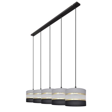 Hängeleuchte HELEN 5xE27/15W/230V schwarz/grau/gold
