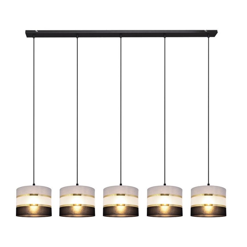 Hängeleuchte HELEN 5xE27/15W/230V schwarz/grau/gold