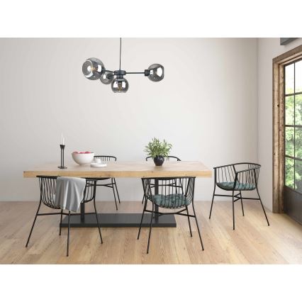 Hängeleuchte KALIOPE 6xE27/60W/230V schwarz/rauchig schwarz