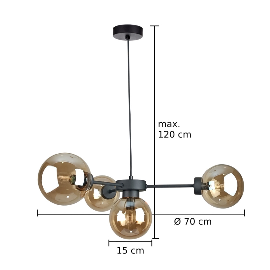 Hängeleuchte KALIOPE II 4xE14/50W/230V schwarz/rauchig beige
