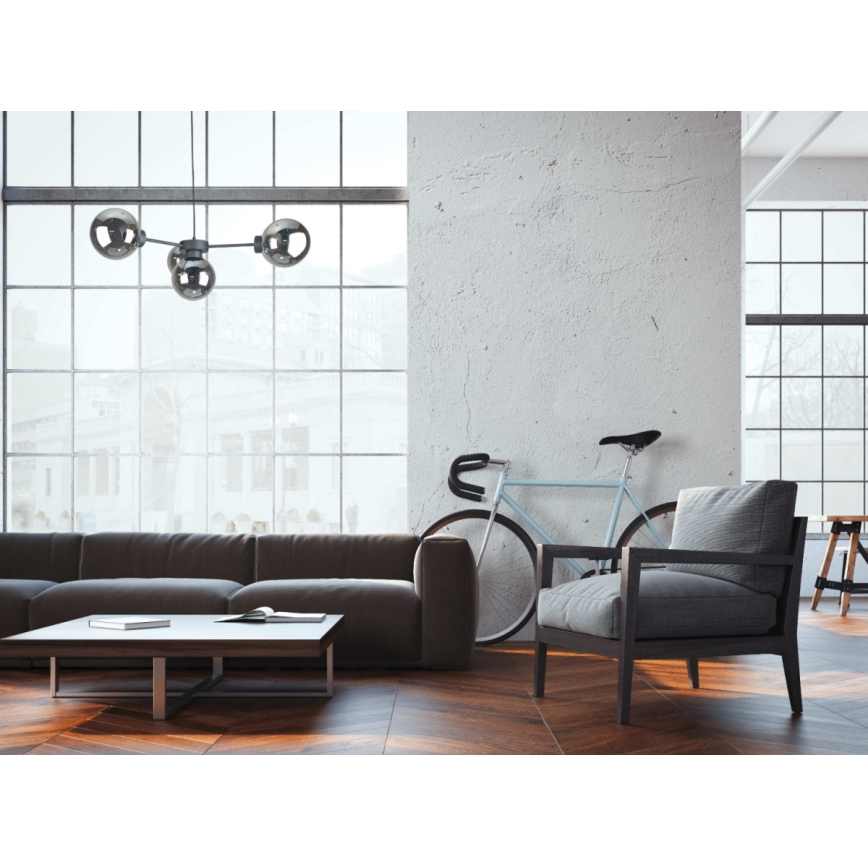 Hängeleuchte KALIOPE II 4xE14/50W/230V schwarz/rauchig schwarz