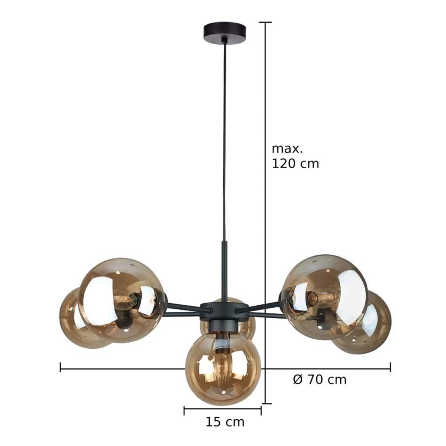 Hängeleuchte KALIOPE II 6xE14/50W/230V schwarz/rauchig beige