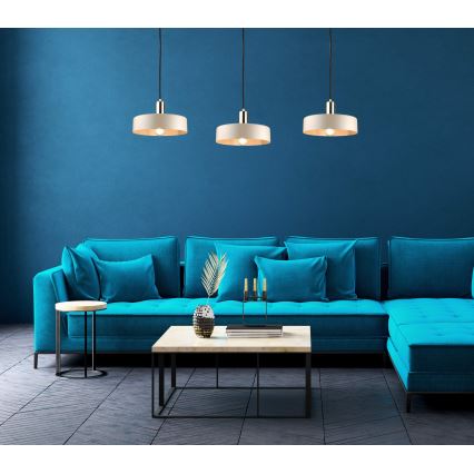 Hängeleuchte LATTE 3xE27/60W/230V beige/schwarz/gold