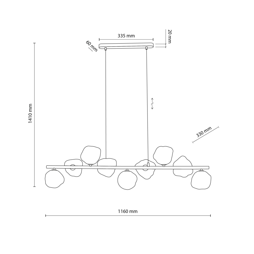 Hängeleuchte LAVA 9xG9/8W/230V bronze/rauchbeige