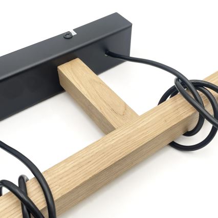 Hängeleuchte LEANDRA an Kabel, 3xE27/15W/230V, Eiche/Schwarz