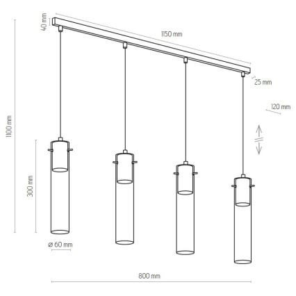 Hängeleuchte LOOK GRAPHITE 4xGU10/10W/230V