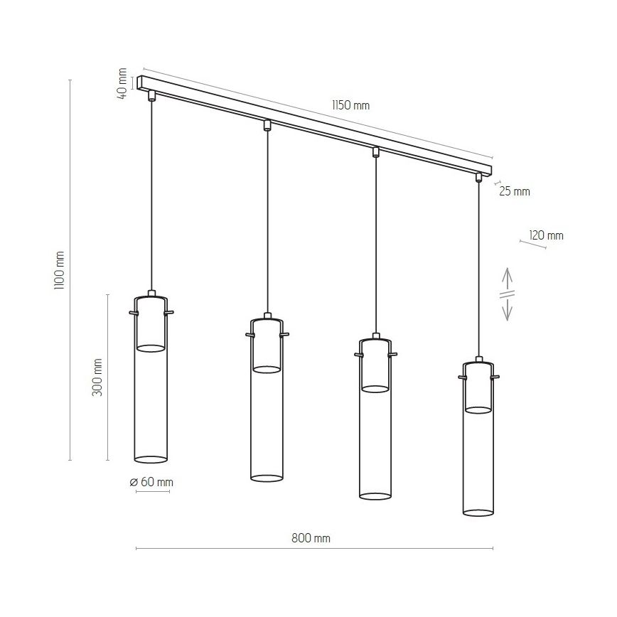 Hängeleuchte LOOK GRAPHITE 4xGU10/10W/230V