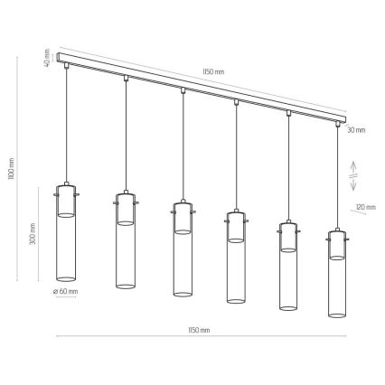 Hängeleuchte LOOK GRAPHITE 6xGU10/10W/230V