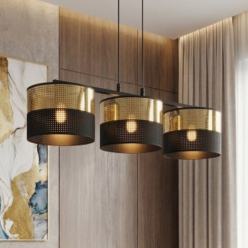 Hängeleuchte LUX an Kabel 3xE27/15W/230V schwarz/gold