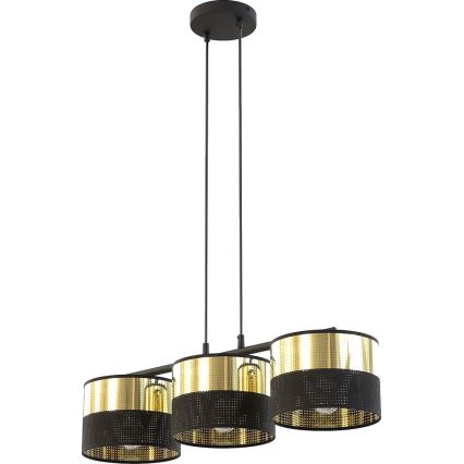 Hängeleuchte LUX an Kabel 3xE27/15W/230V schwarz/gold