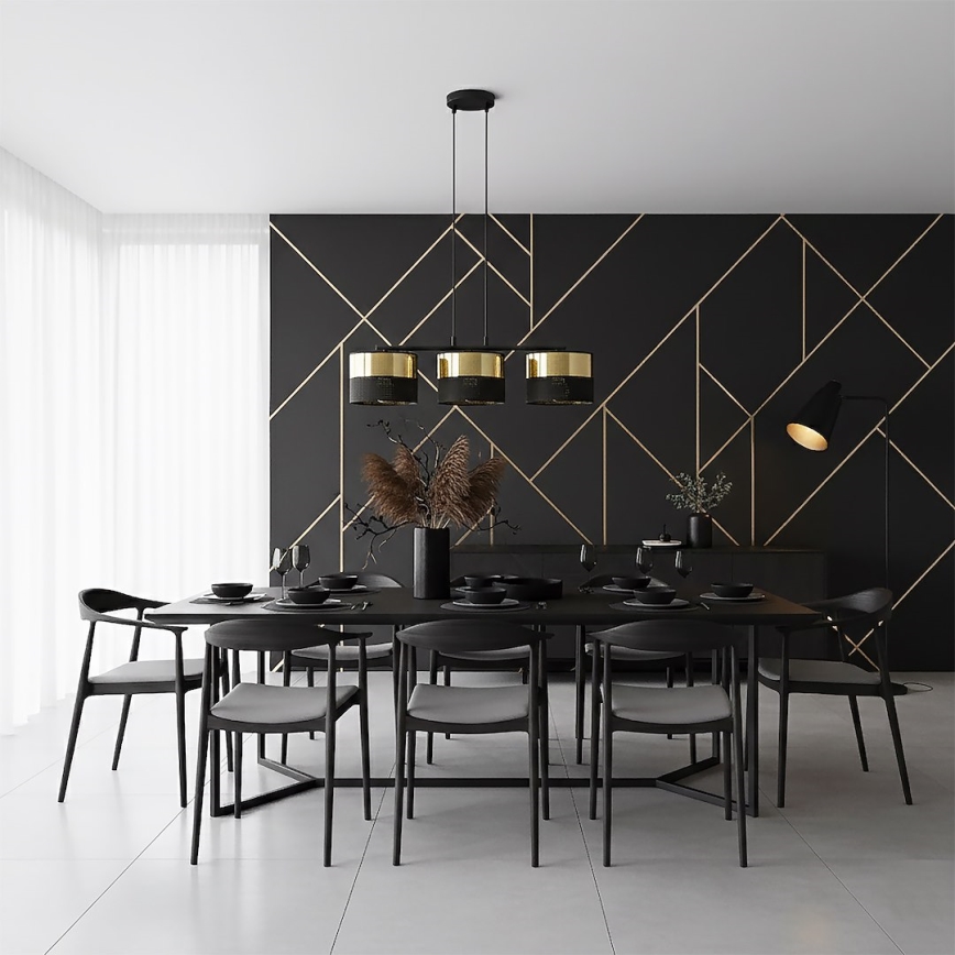 Hängeleuchte LUX an Kabel 3xE27/15W/230V schwarz/gold