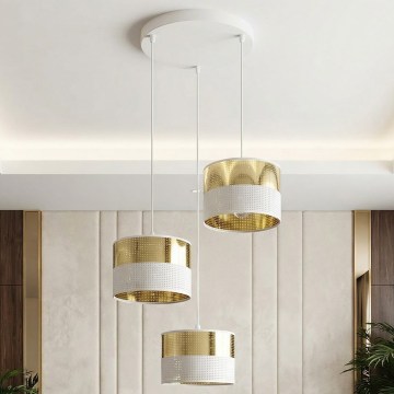 Hängeleuchte LUX an Kabel 3xE27/15W/230V weiß/gold