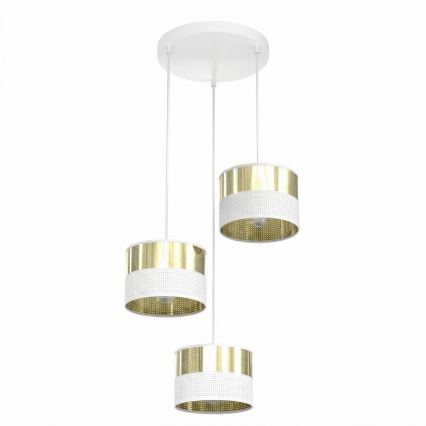 Hängeleuchte LUX an Kabel 3xE27/15W/230V weiß/gold