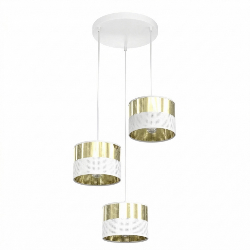 Hängeleuchte LUX an Kabel 3xE27/15W/230V weiß/gold