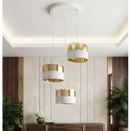 Hängeleuchte LUX an Kabel 3xE27/15W/230V weiß/gold