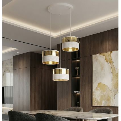 Hängeleuchte LUX an Kabel 3xE27/15W/230V weiß/gold