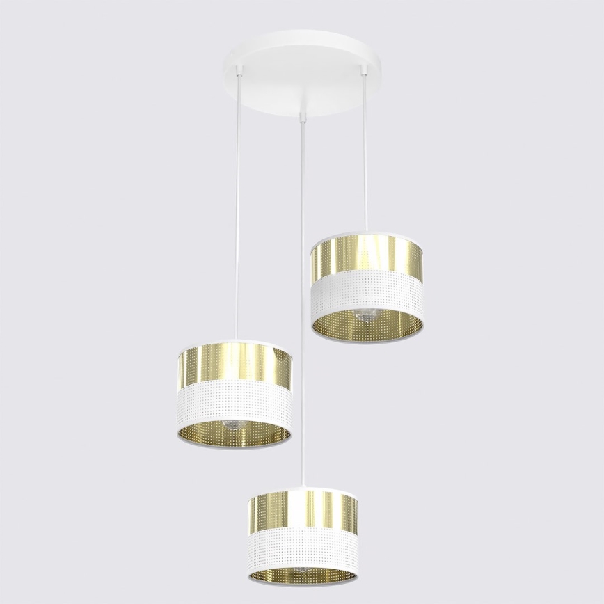 Hängeleuchte LUX an Kabel 3xE27/15W/230V weiß/gold