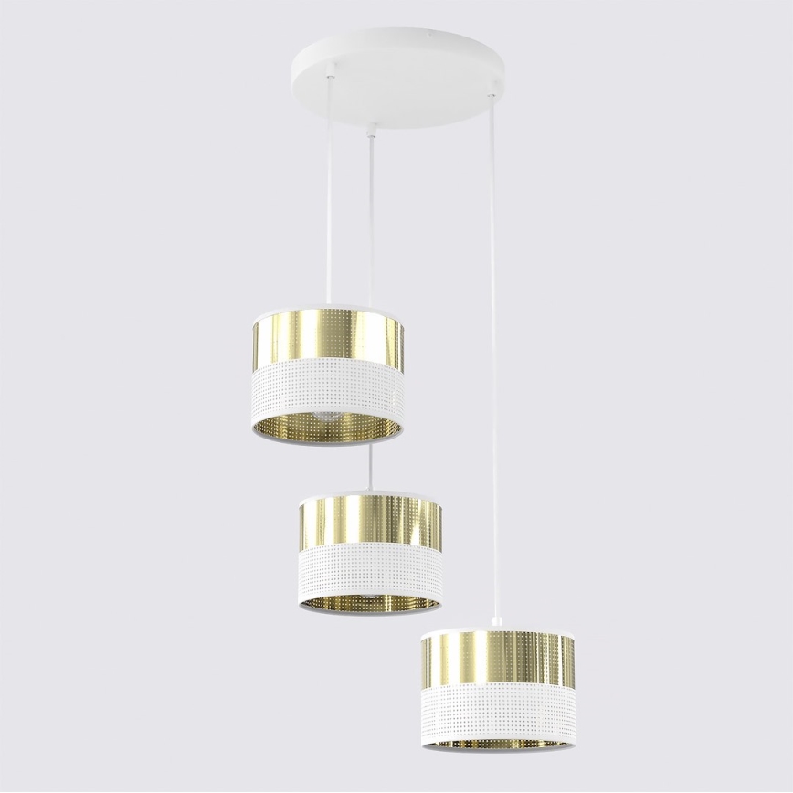 Hängeleuchte LUX an Kabel 3xE27/15W/230V weiß/gold