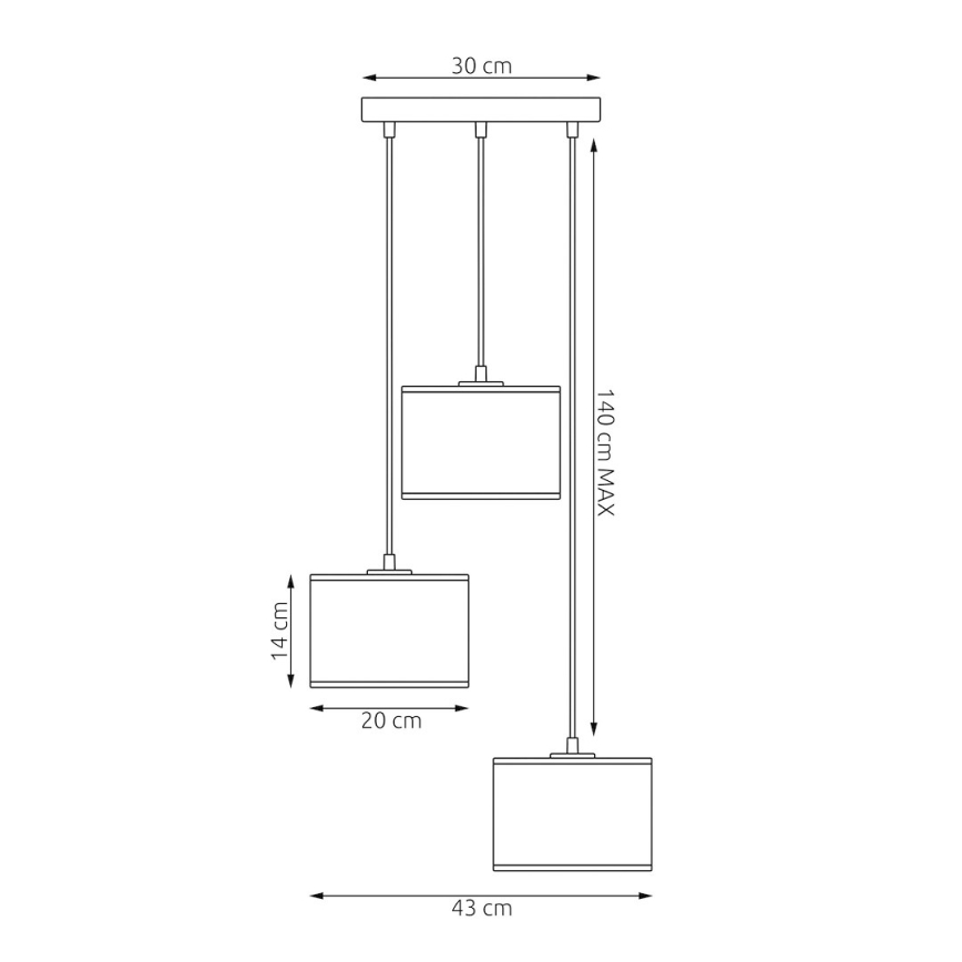 Hängeleuchte LUX an Kabel 3xE27/15W/230V weiß/gold