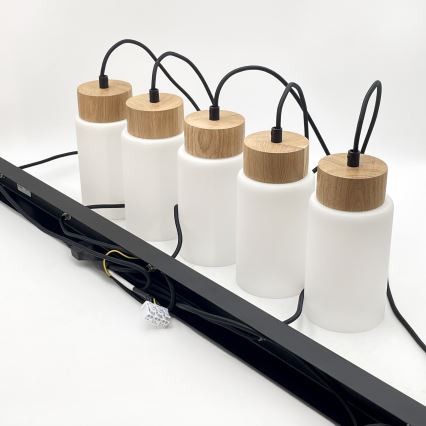 Hängeleuchte MARKUS 1xE27/15W/230V Schwarz/Eiche