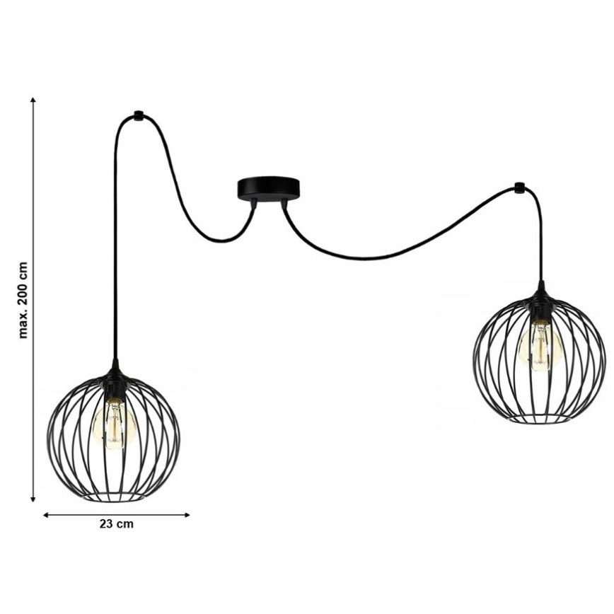 Hängeleuchte MATT 2xE27/60W/230V Spinne