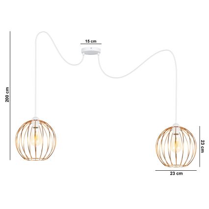 Hängeleuchte MATT 2xE27/60W/230V Spinne weiß/kupfern