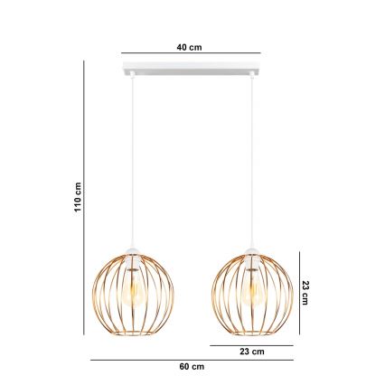 Hängeleuchte MATT 2xE27/60W/230V weiß/Kupfer