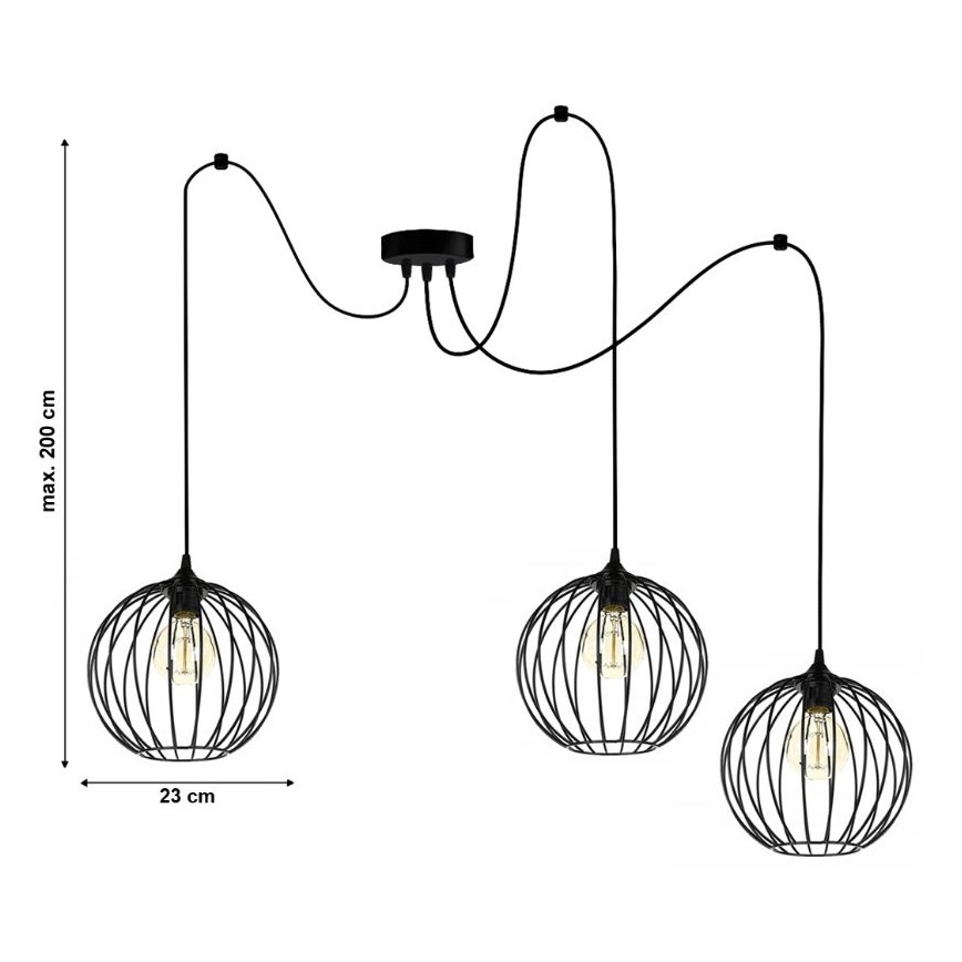 Hängeleuchte MATT 3xE27/60W/230V Spinne