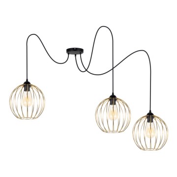 Hängeleuchte MATT 3xE27/60W/230V Spinne schwarz/golden