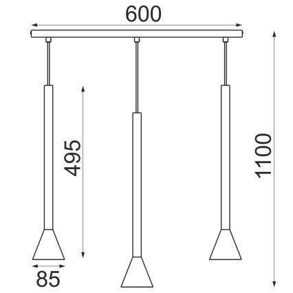 Hängeleuchte MAZZO mit Kabel 3xGU10/8W/230V schwarz