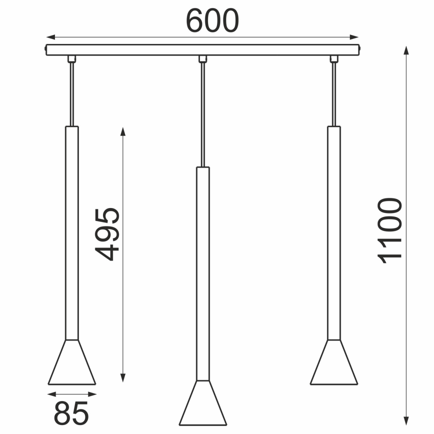 Hängeleuchte MAZZO mit Kabel 3xGU10/8W/230V schwarz