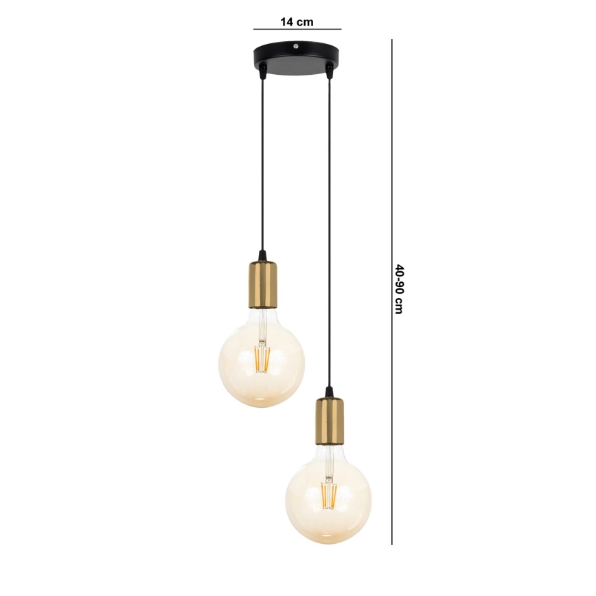 Hängeleuchte MIROS 2xE27/60W/230V oval schwarz/gold