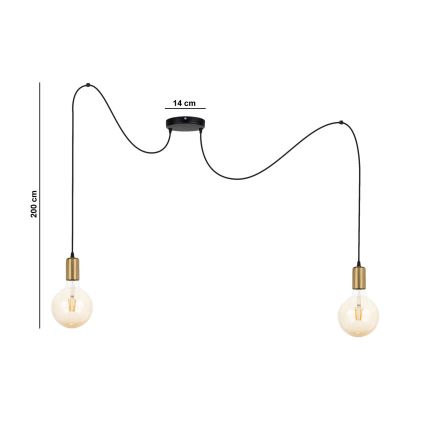 Hängeleuchte MIROS 2xE27/60W/230V Spinne schwarz/golden