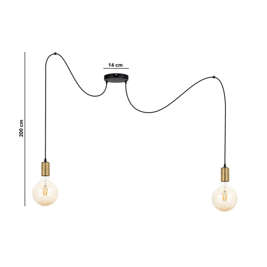 Hängeleuchte MIROS 2xE27/60W/230V Spinne schwarz/golden