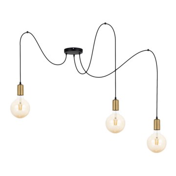 Hängeleuchte MIROS 3xE27/60W/230V Spinne schwarz/golden