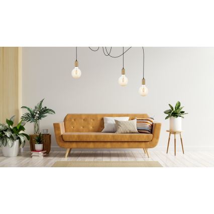 Hängeleuchte MIROS 3xE27/60W/230V Spinne schwarz/golden