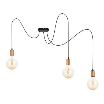 Hängeleuchte MIROS 3xE27/60W/230V Spinne schwarz/kupfern