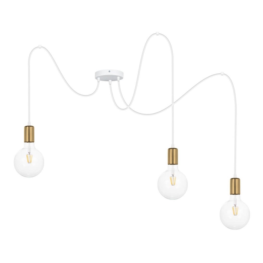 Hängeleuchte MIROS 3xE27/60W/230V Spinne weiß/golden