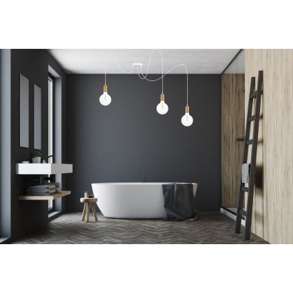 Hängeleuchte MIROS 3xE27/60W/230V Spinne weiß/golden