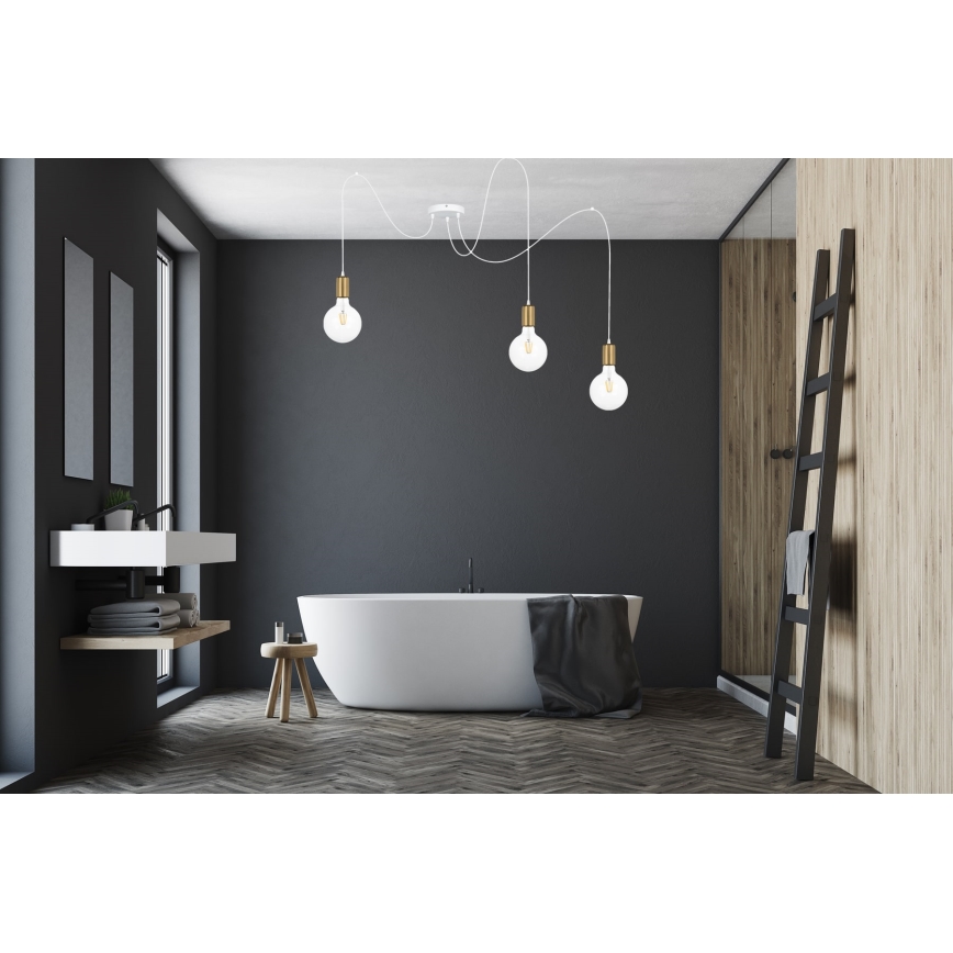 Hängeleuchte MIROS 3xE27/60W/230V Spinne weiß/golden