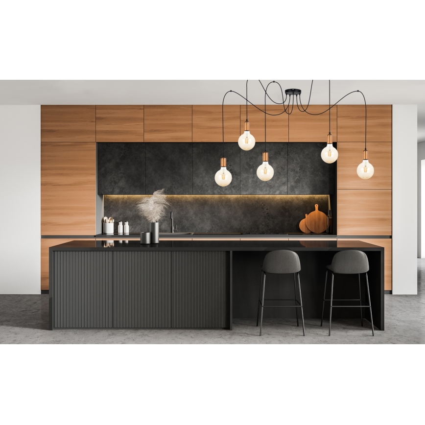 Hängeleuchte MIROS 5xE27/60W/230V Spinne schwarz/kupfern