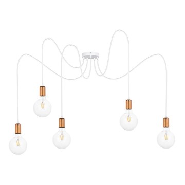 Hängeleuchte MIROS 5xE27/60W/230V Spinne weiß/kupfern