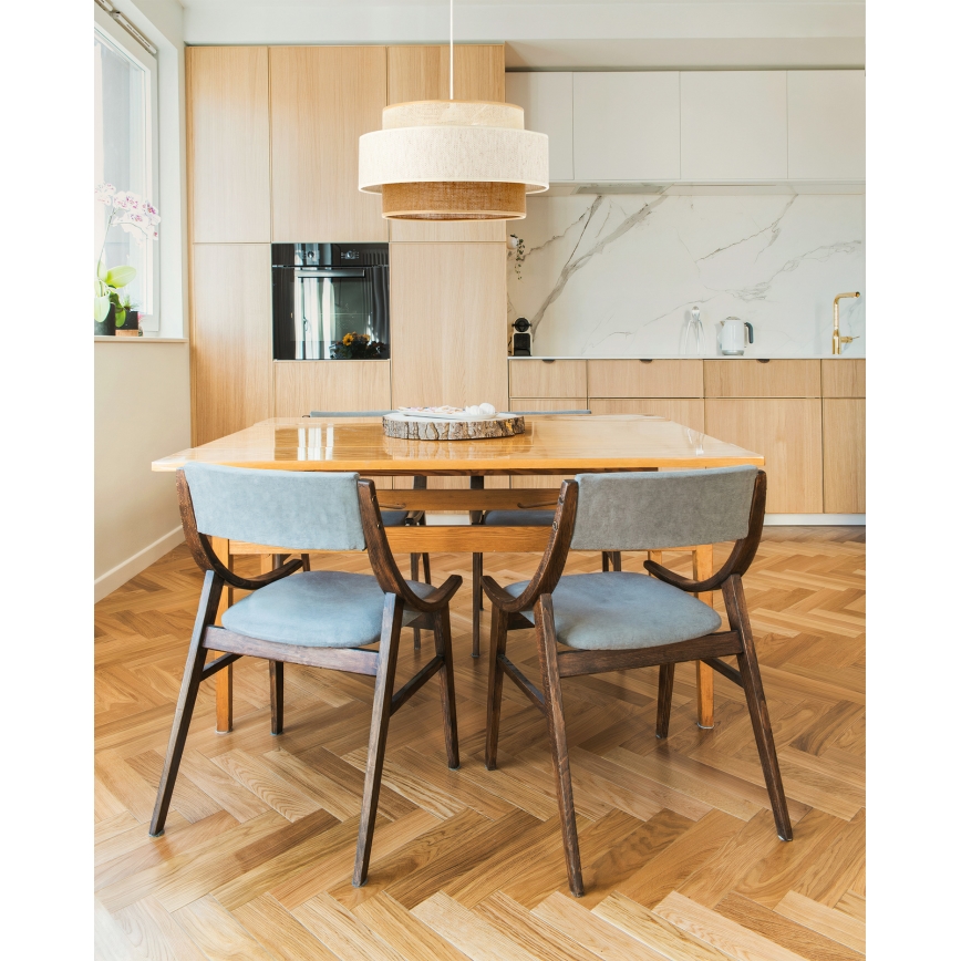 Hängeleuchte mit Kabel BOHO 1xE27/60W/230V Ø 40 cm weiß/jute