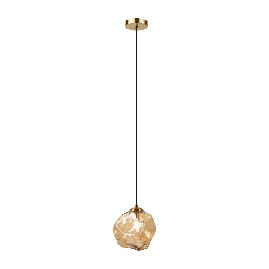 Hängeleuchte mit Kabel CRISTAL 1xE14/15W/230V Messing/rauchiges Beige